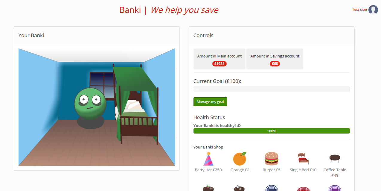 Screenshot from Banki app